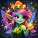 Colorful geometric bird avatar with playful expression